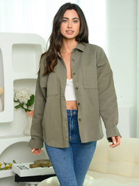 WOMEN'S LONG SLEEVES BUTTON UP OVERSIZED TOP