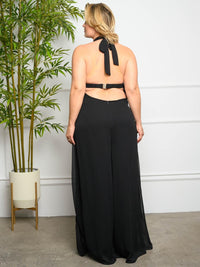 PLUS SIZE OPEN BACK JUMPSUIT
