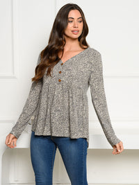WOMEN'S LONG SLEEVE V-NECK FLORAL TUNIC TOP