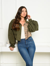 WOMEN'S LONG SLEEVE BUTTON UP SOLID/PLAID JACKET