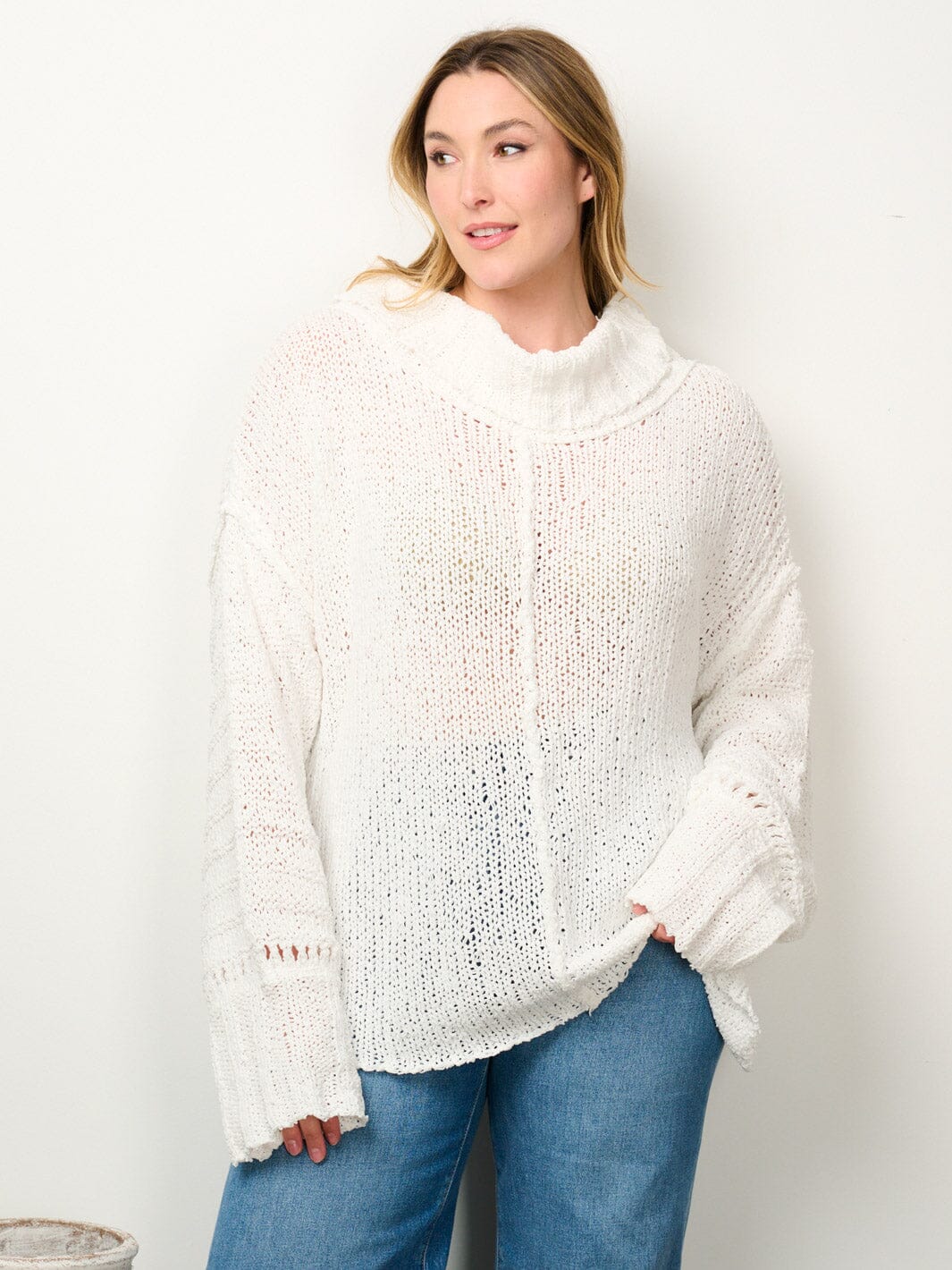 PLUS SIZE LONG SLEEVE TURTLE NECK KNITTED SWEATER