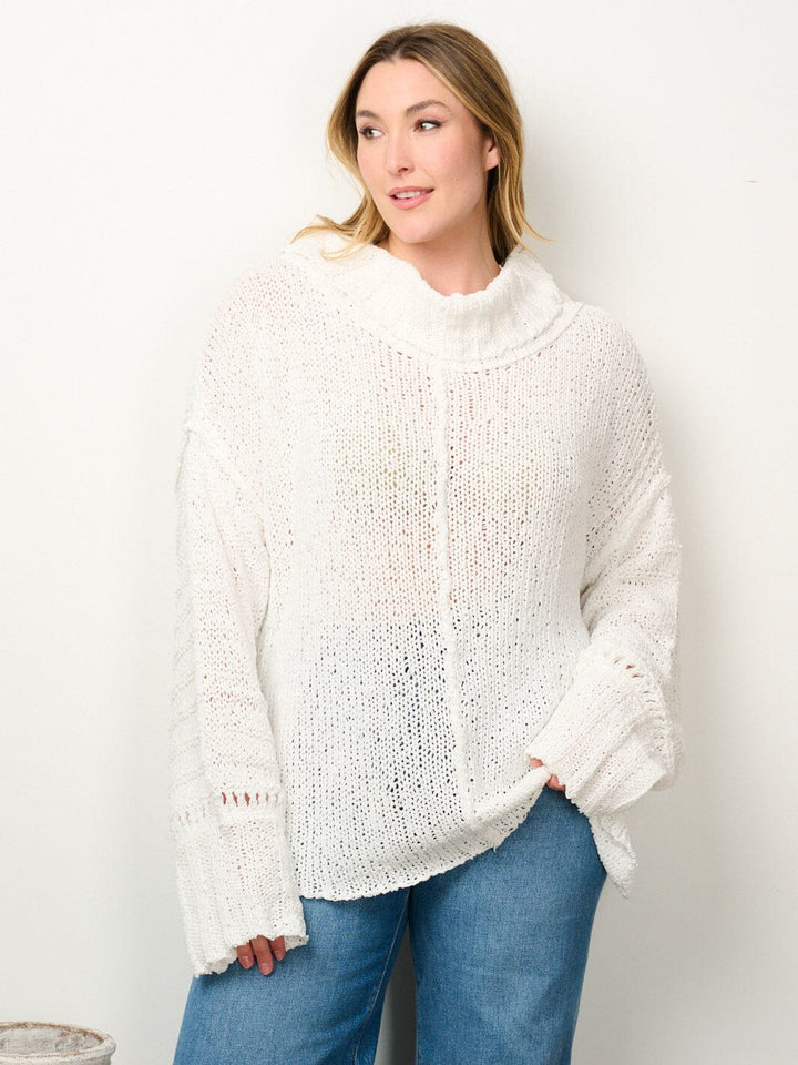 PLUS SIZE LONG SLEEVE TURTLE NECK KNITTED SWEATER