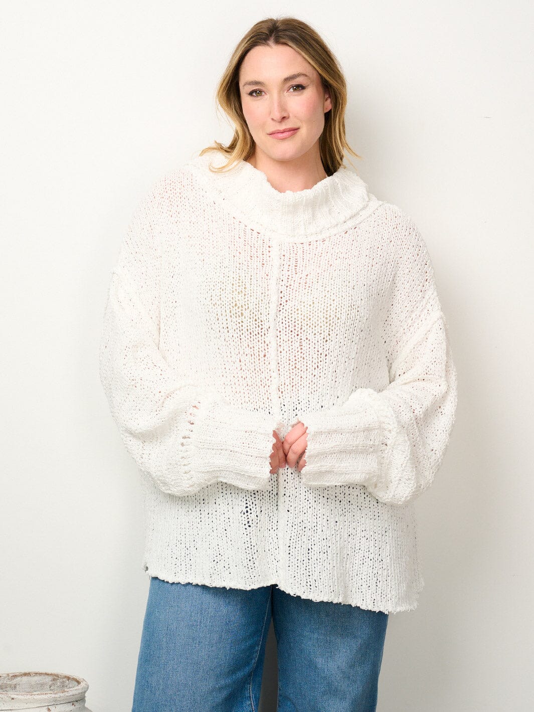 PLUS SIZE LONG SLEEVE TURTLE NECK KNITTED SWEATER