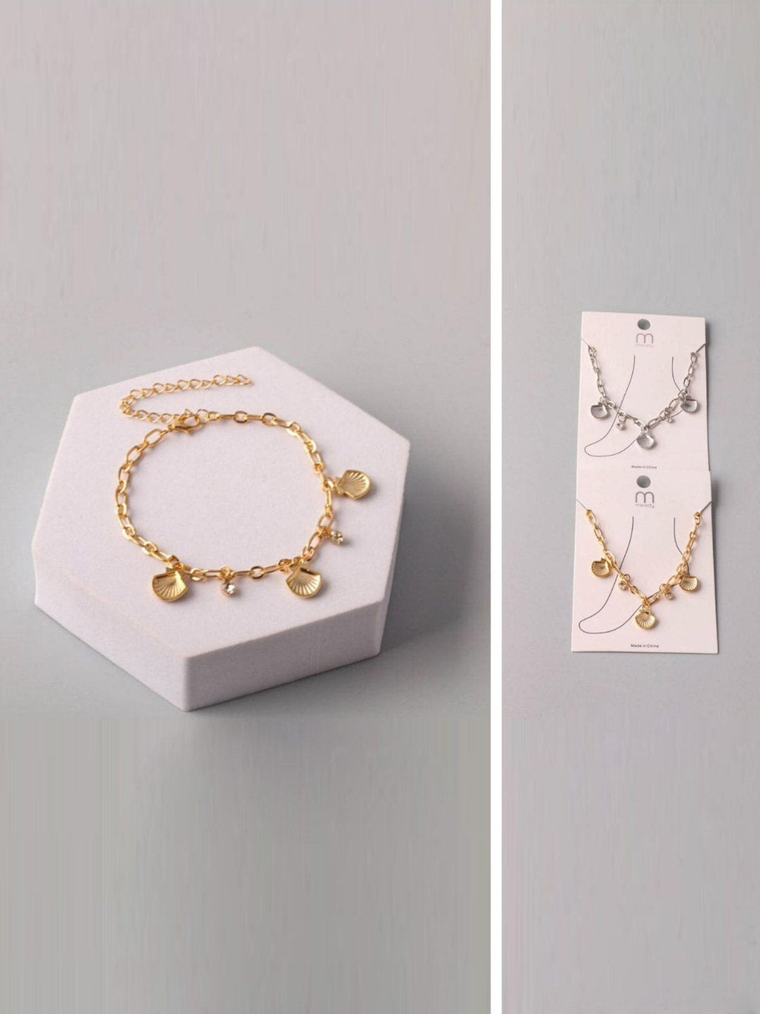 FASHION GOLD & SILVER SEA SHELLS ANKLET