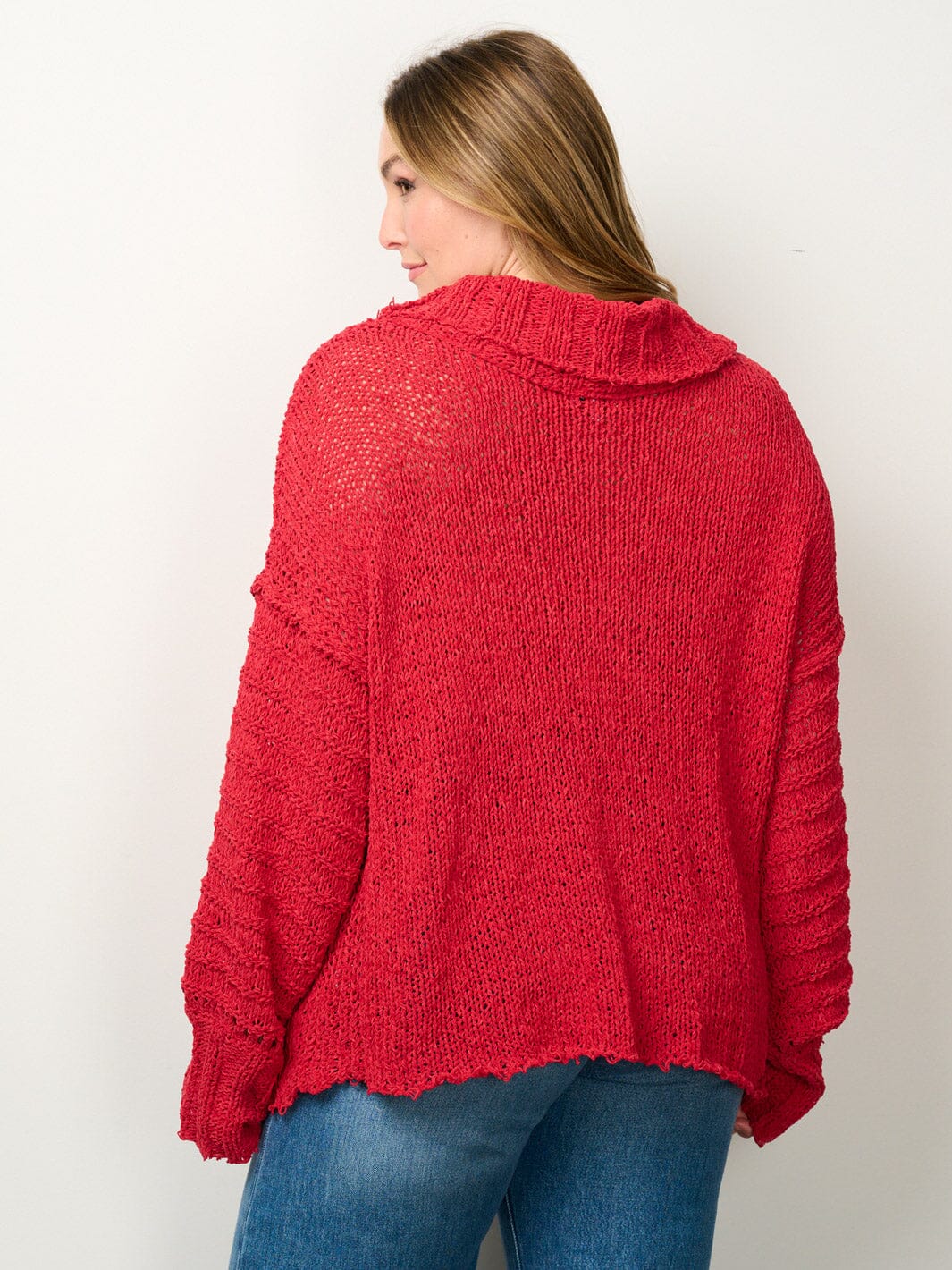 PLUS SIZE LONG SLEEVE TURTLE NECK KNITTED SWEATER