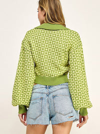 WOMEN'S LONG SLEEVES V-NECK PULLOVER PRINTED SWEATER
