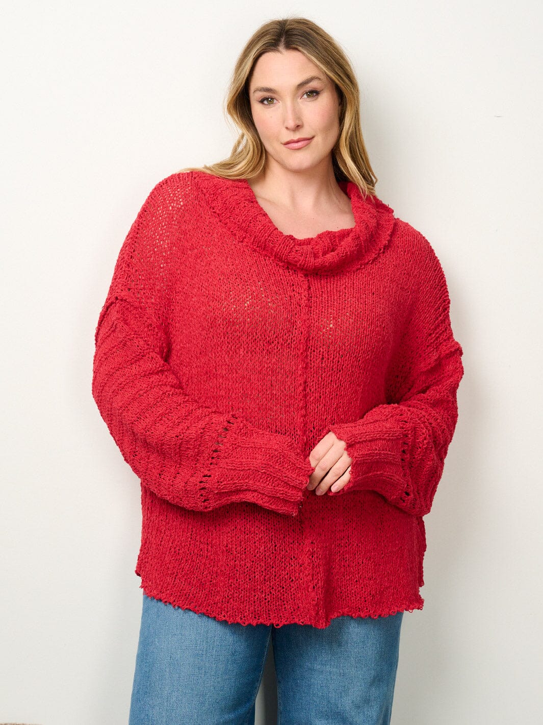 PLUS SIZE LONG SLEEVE TURTLE NECK KNITTED SWEATER