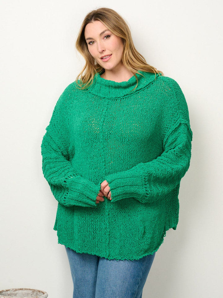 PLUS SIZE LONG SLEEVE TURTLE NECK KNITTED SWEATER