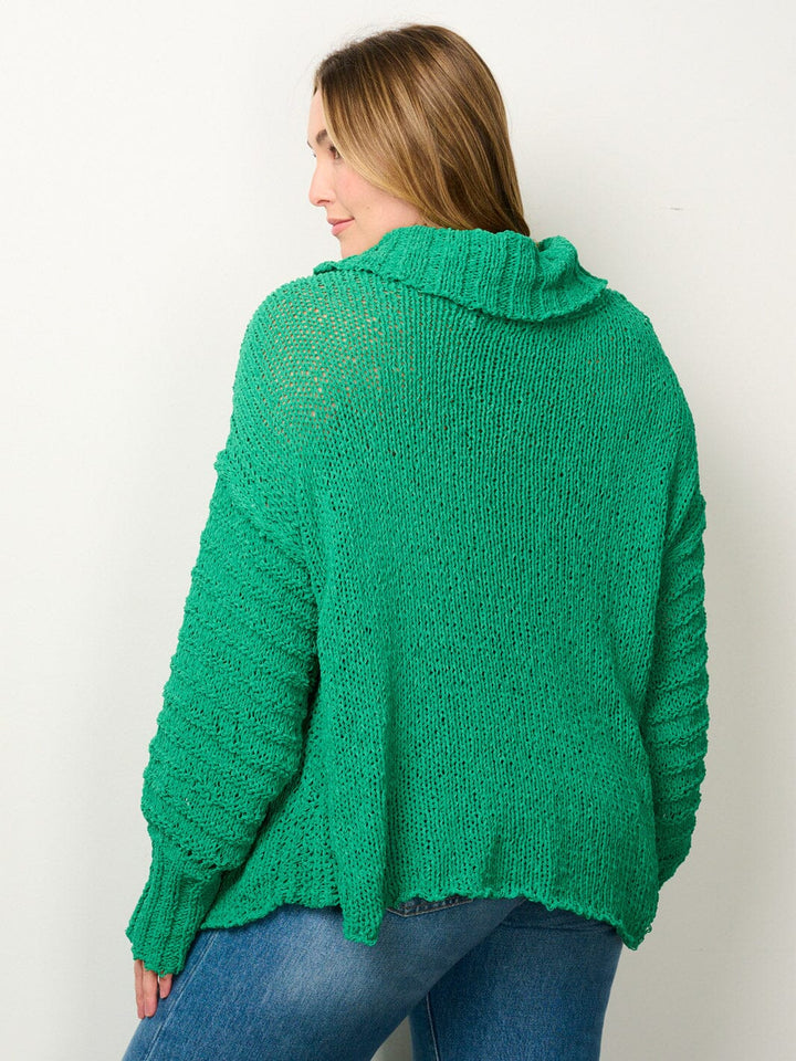 PLUS SIZE LONG SLEEVE TURTLE NECK KNITTED SWEATER