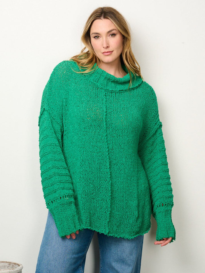 PLUS SIZE LONG SLEEVE TURTLE NECK KNITTED SWEATER