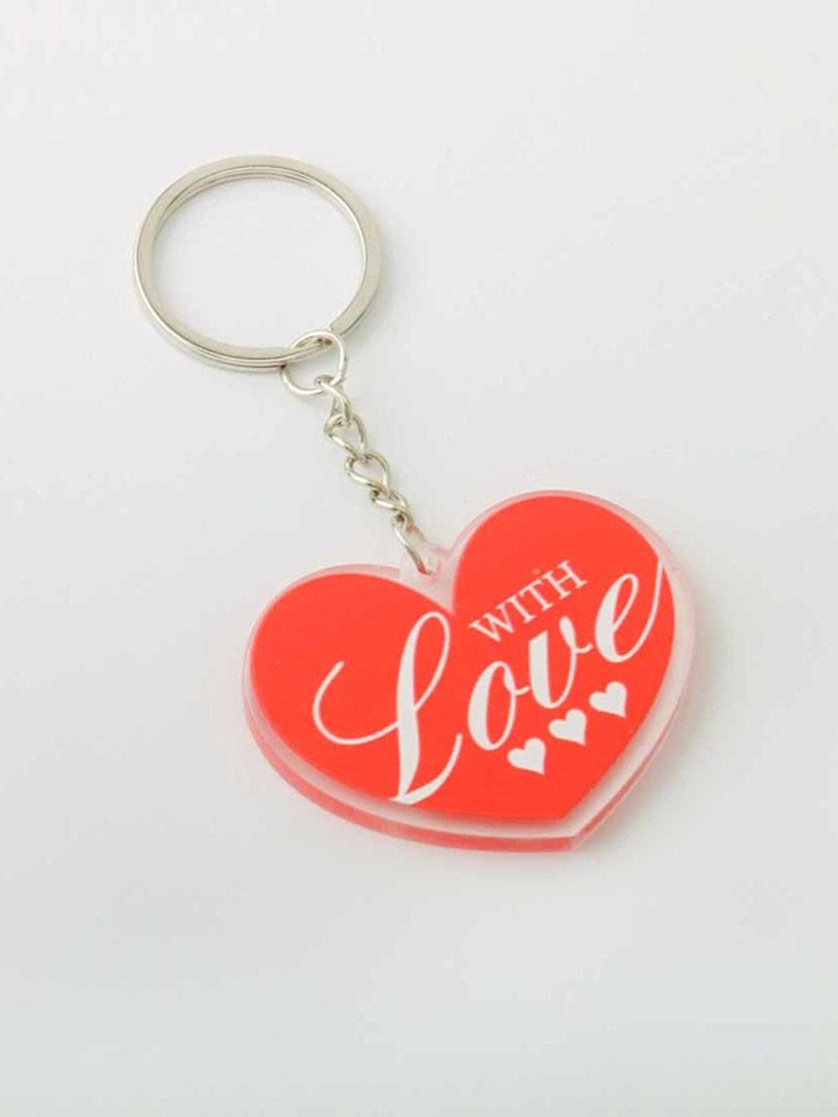 FASHION RED WITH LOVE HEART PENDANT KEYCHAIN