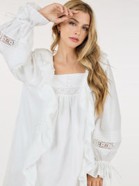 WOMEN'S LONG SLEEVE TUNIC FRONT POCKETS RUFFLE MINI DRESS