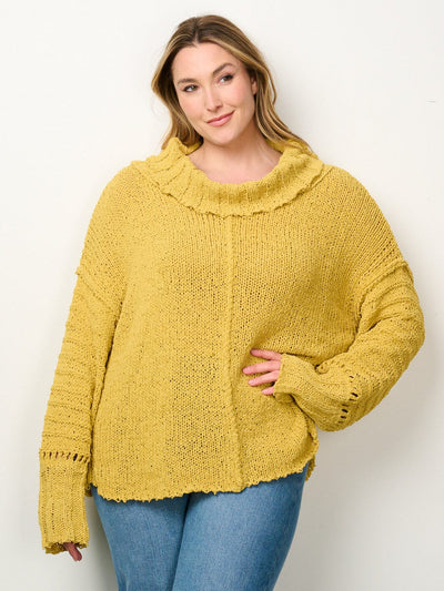 PLUS SIZE LONG SLEEVE TURTLE NECK KNITTED SWEATER