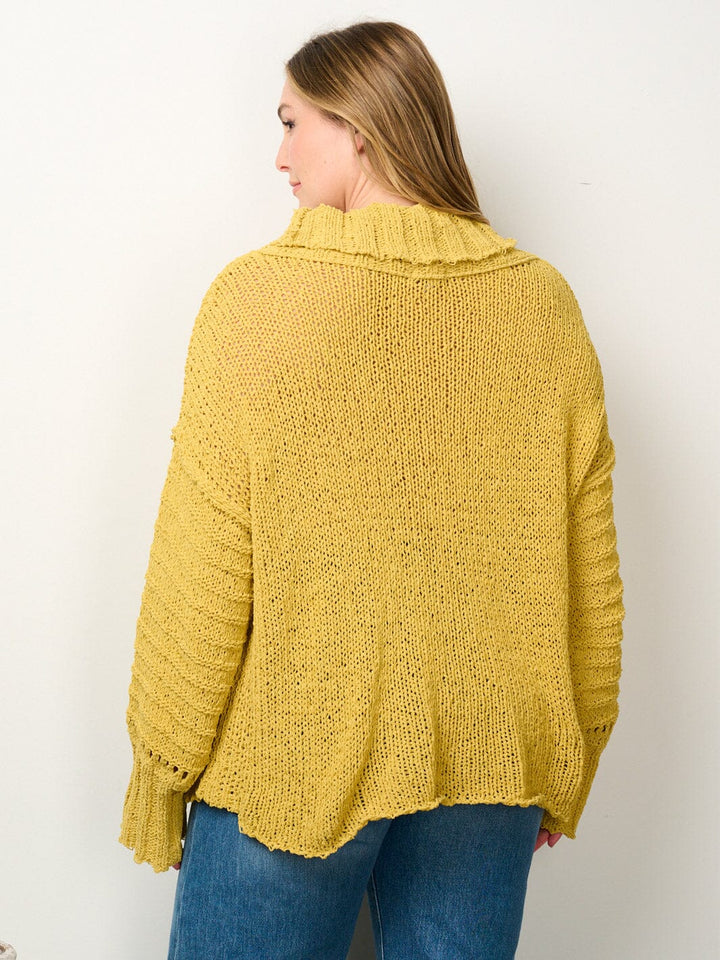 PLUS SIZE LONG SLEEVE TURTLE NECK KNITTED SWEATER