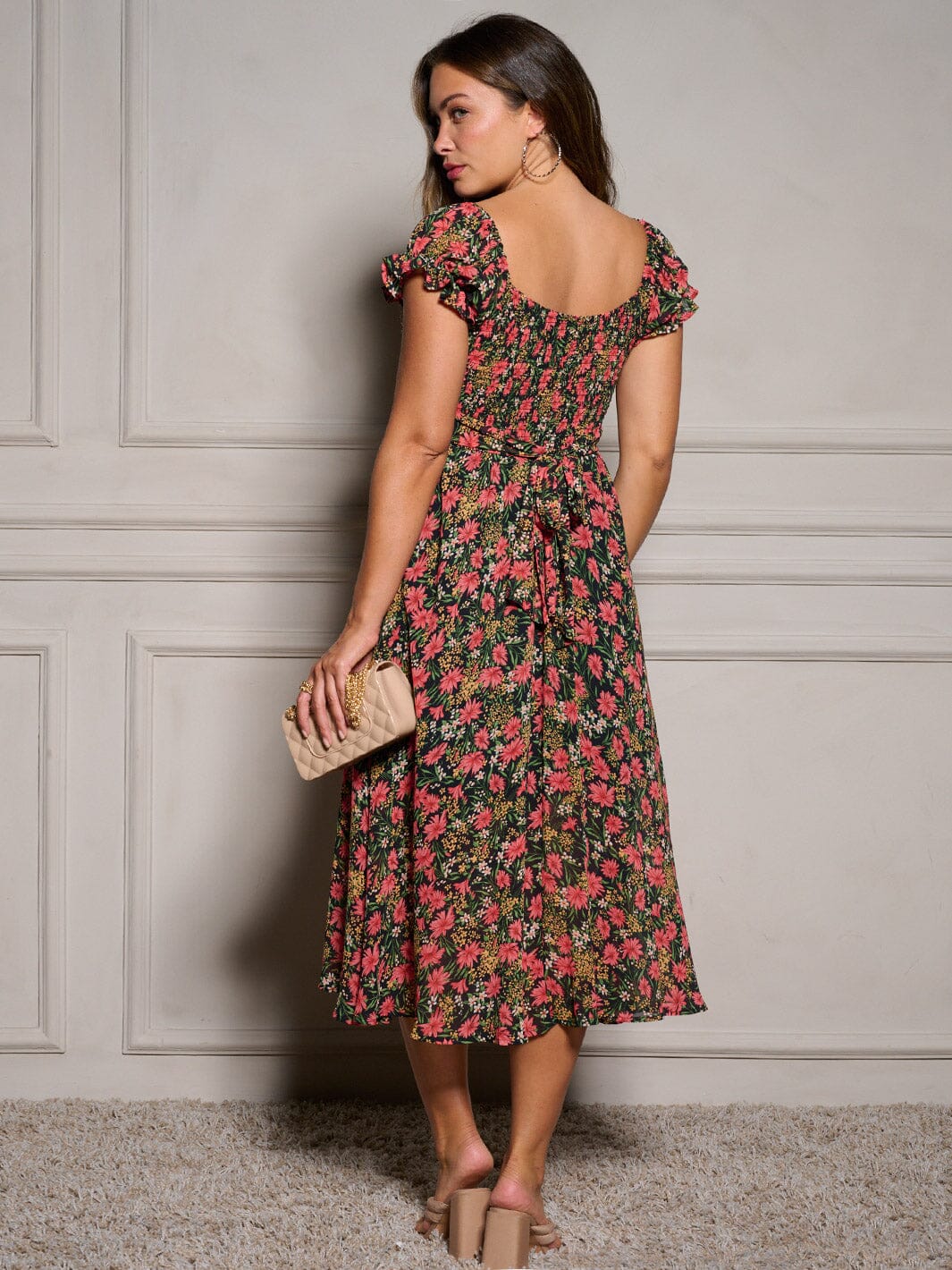 knee length dresses for ladies Open Your Heart Rose Pink Floral Midi Dress – Shop the Mint