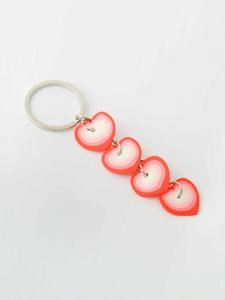 FASHION RED & PINK HEART PENDANT KEYCHAIN