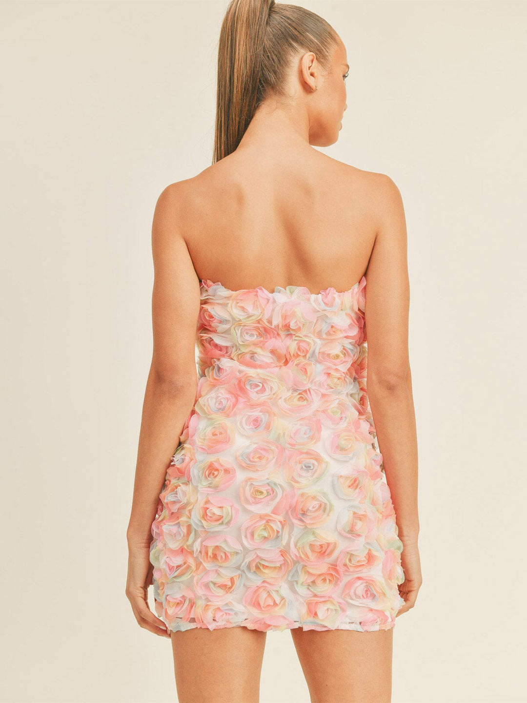 WOMEN'S SLEEVELESS FLOWERS DETAILED TUBE MINI DRESS