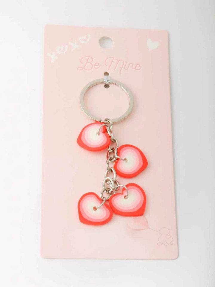 FASHION RED & PINK HEART PENDANT KEYCHAIN