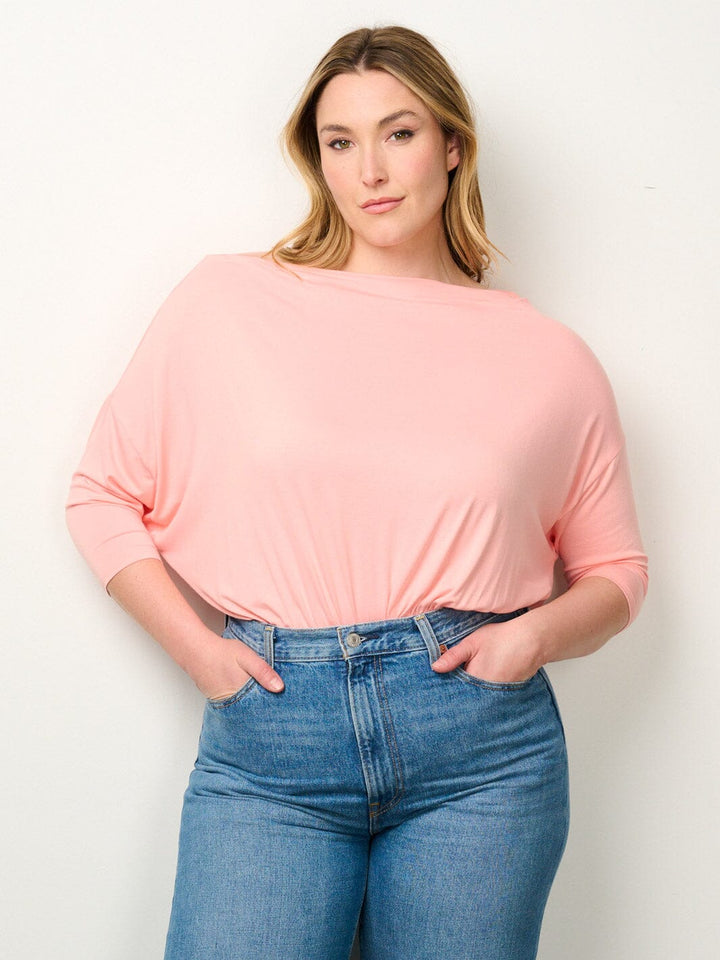 PLUS SIZE 3/4 SLEEVES SOLID BODYSUIT