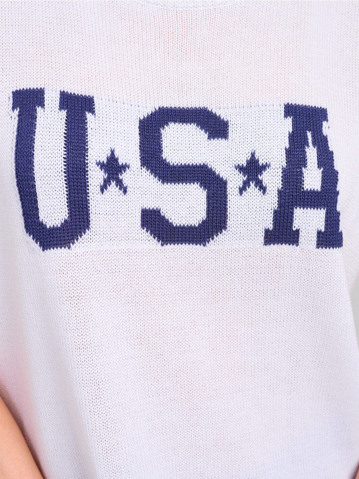 WOMEN'S SLEEVELESS PATRIOTIC KNIT TOP