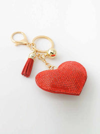 FASHION RED SEQUINS HEART PENDANT KEYCHAIN