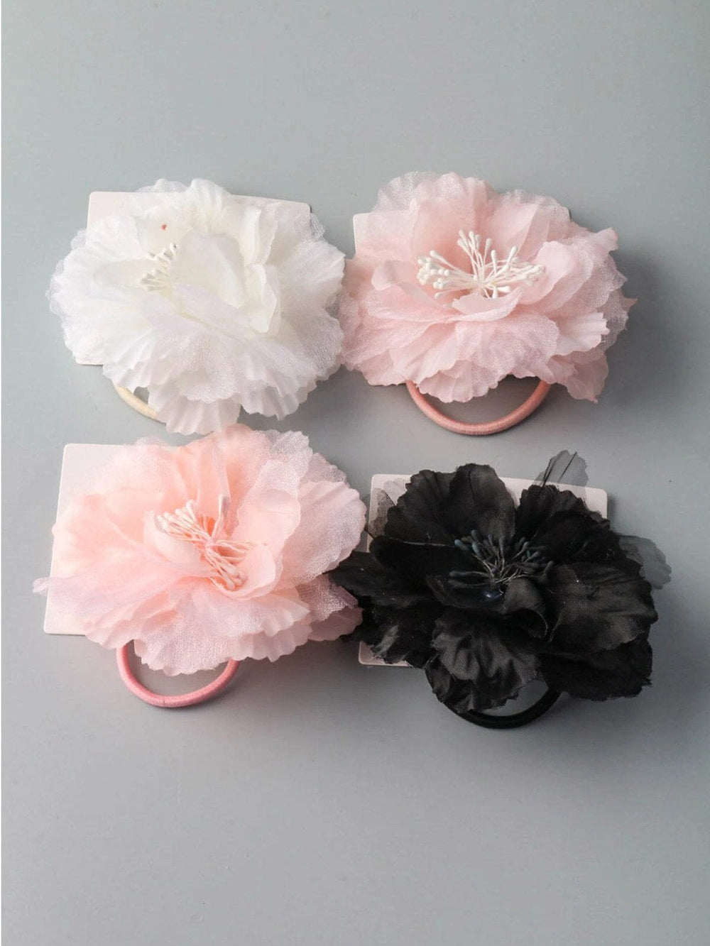 FASHION ASSORTED COLORS FLOWER PONY TAIL HOLDER HAIR CLIPS