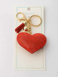 FASHION RED SEQUINS HEART PENDANT KEYCHAIN