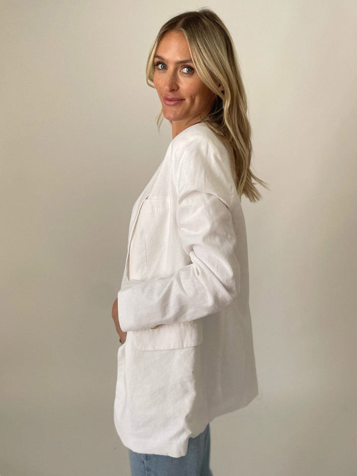 WOMEN'S LONG SLEEVE BUTTON CLOSURE POCKETS BLAZER