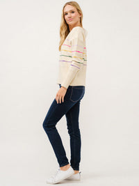 WOMEN'S LONG SLEEVE MULTI STRIPES PULLOVER SWEATER