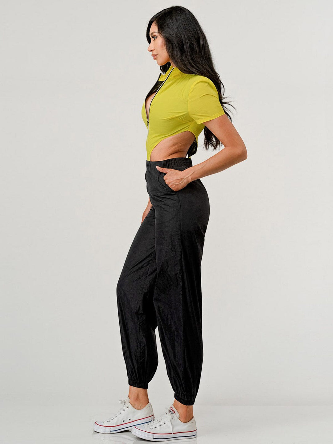 WOMEN'S SLEEVELESS POCKETS CUT OUT JOGGER COLORBLOCK JUMPSUIT