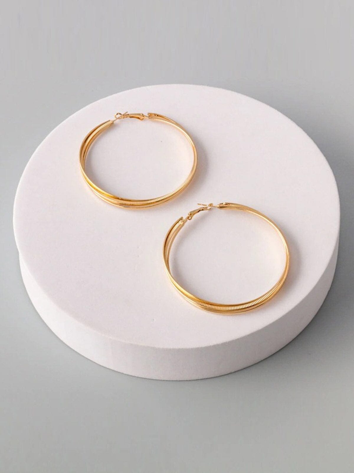 FASHION STAINLESS STEEL GOLD & SILVER HOOPS EARRINGS