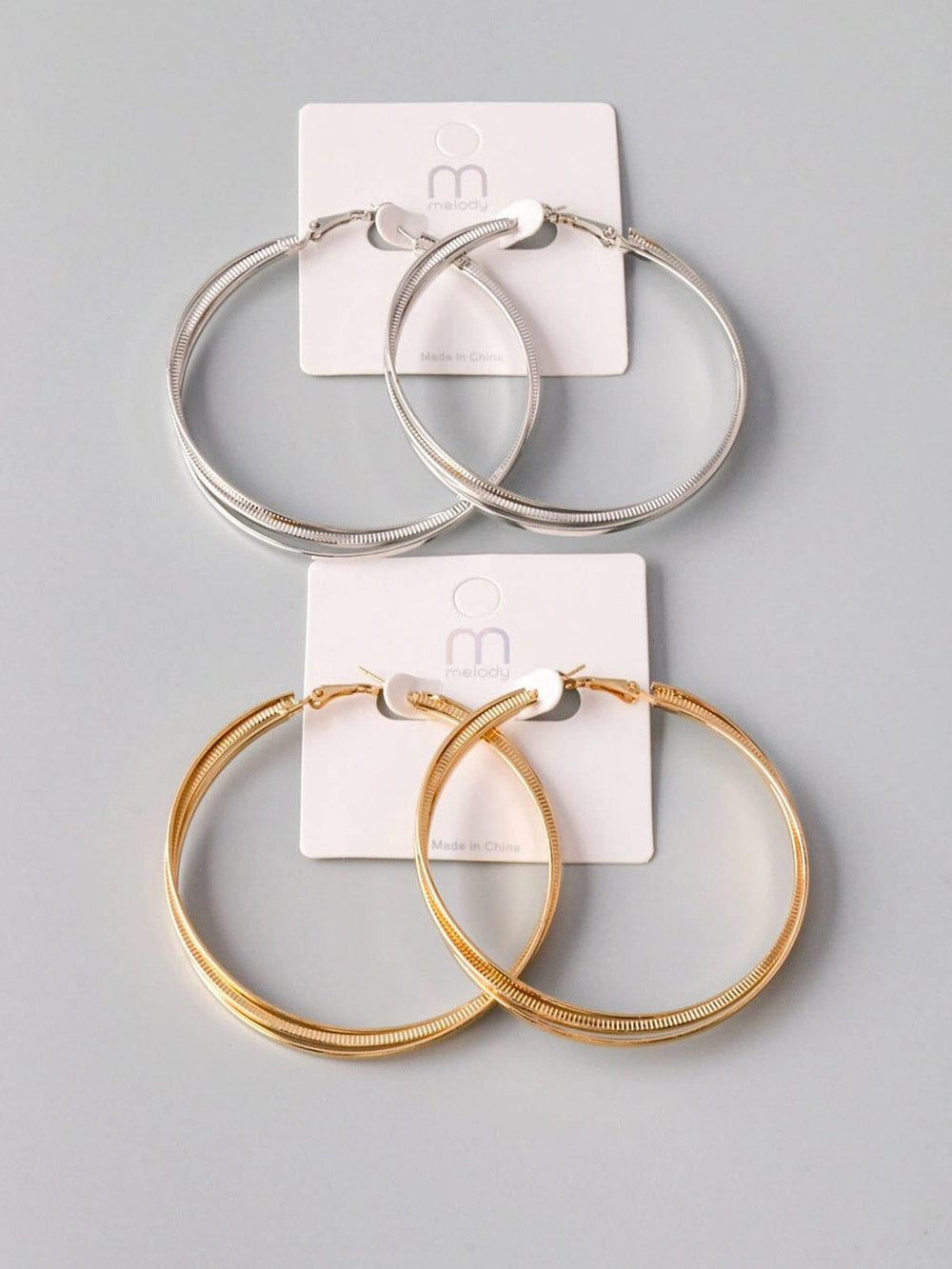 FASHION STAINLESS STEEL GOLD & SILVER HOOPS EARRINGS