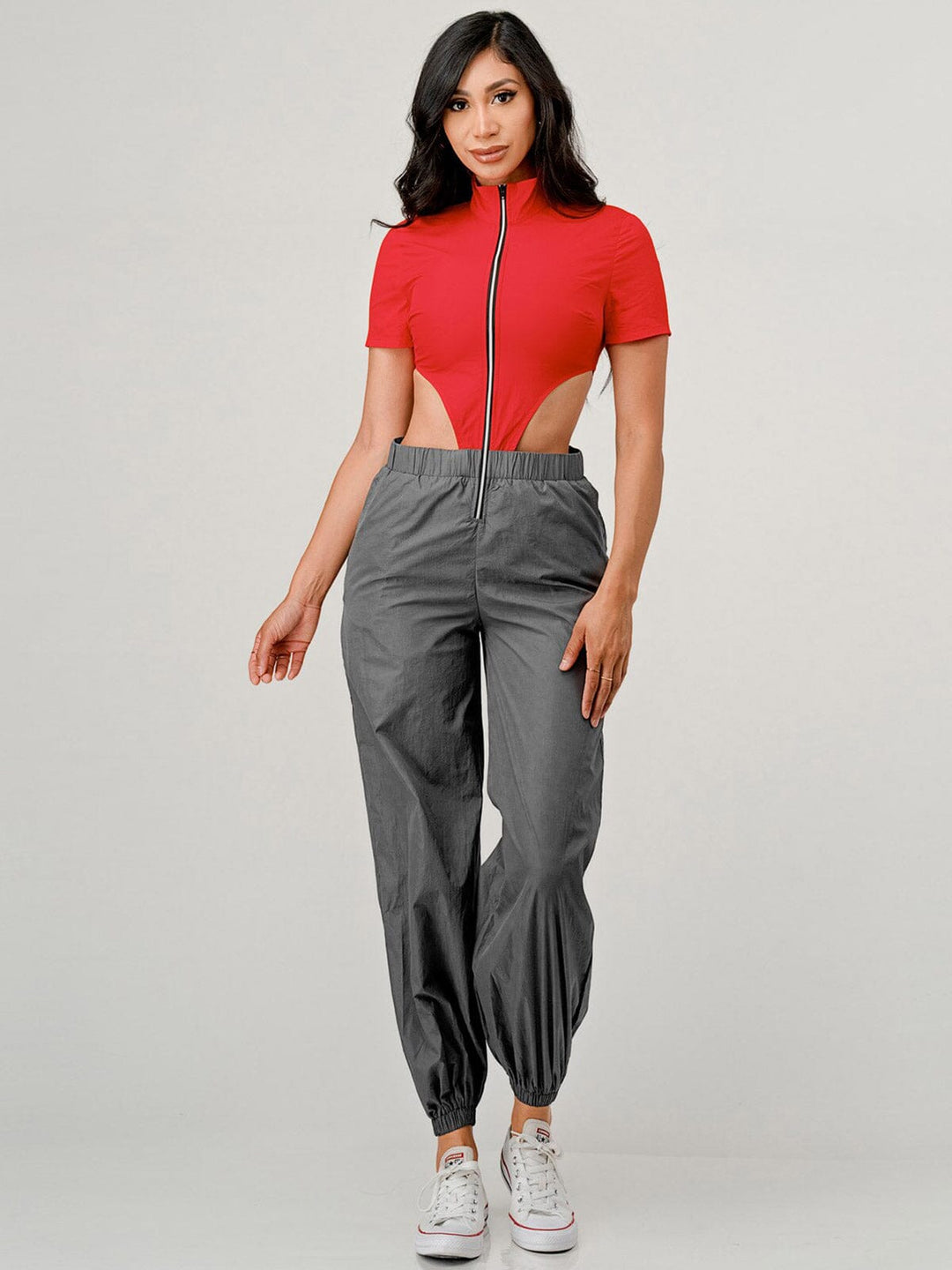 WOMEN'S SLEEVELESS POCKETS CUT OUT JOGGER COLORBLOCK JUMPSUIT