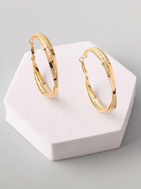 FASHION STAINLESS STEEL GOLD & SILVER HOOPS EARRINGS