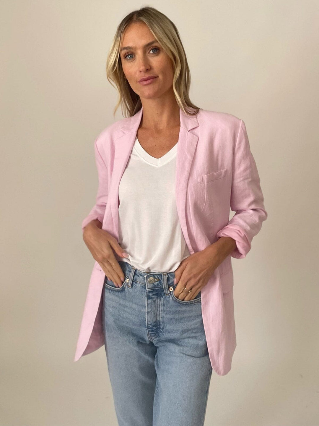 WOMEN'S LONG SLEEVE BUTTON CLOSURE POCKETS BLAZER