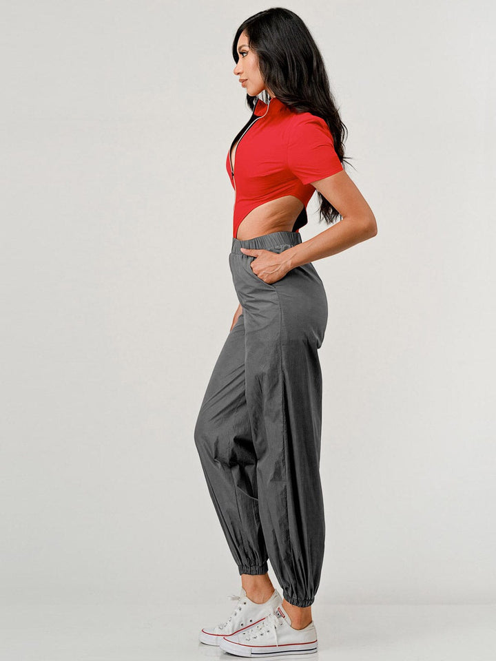 WOMEN'S SLEEVELESS POCKETS CUT OUT JOGGER COLORBLOCK JUMPSUIT