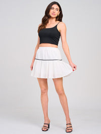 WOMEN'S ELASTIC WAIST PLEATED FLARE MINI SKIRT