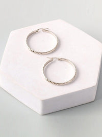 FASHION GOLD & SILVER RIBBED HOOPS EARRINGS