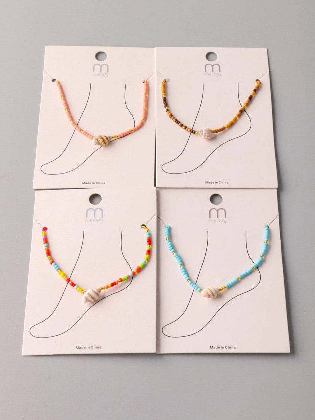 FASHION ASSORTED COLORS SEA SHELL CHARMS ANKLET