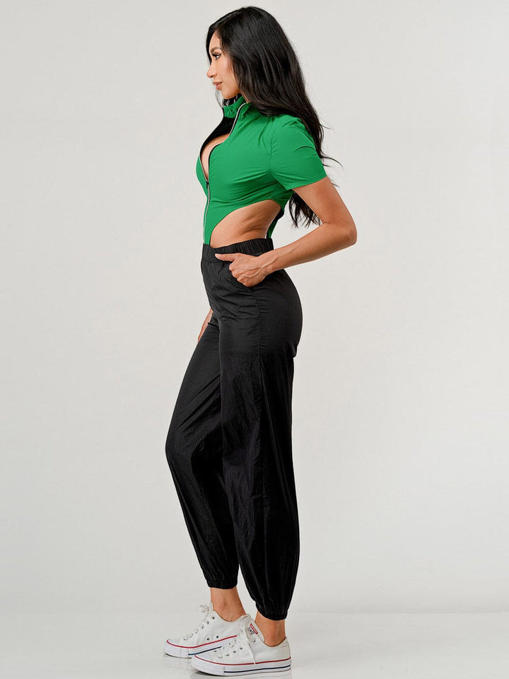 WOMEN'S SLEEVELESS POCKETS CUT OUT JOGGER COLORBLOCK JUMPSUIT