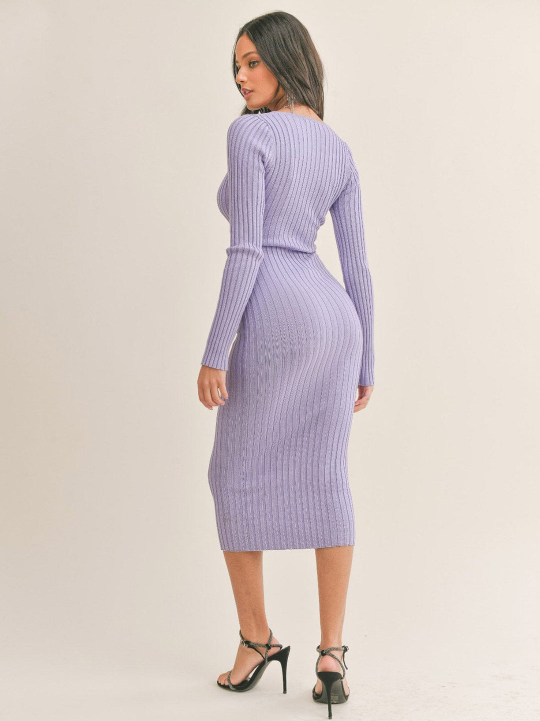 WOMEN'S BRALETTE & LONG SLEEVE V-NECK BODYCON MAXI DRESS 2PC. SET