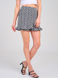WOMEN'S ELASTIC WAIST RUFFLE DETAILED MINI SKORT