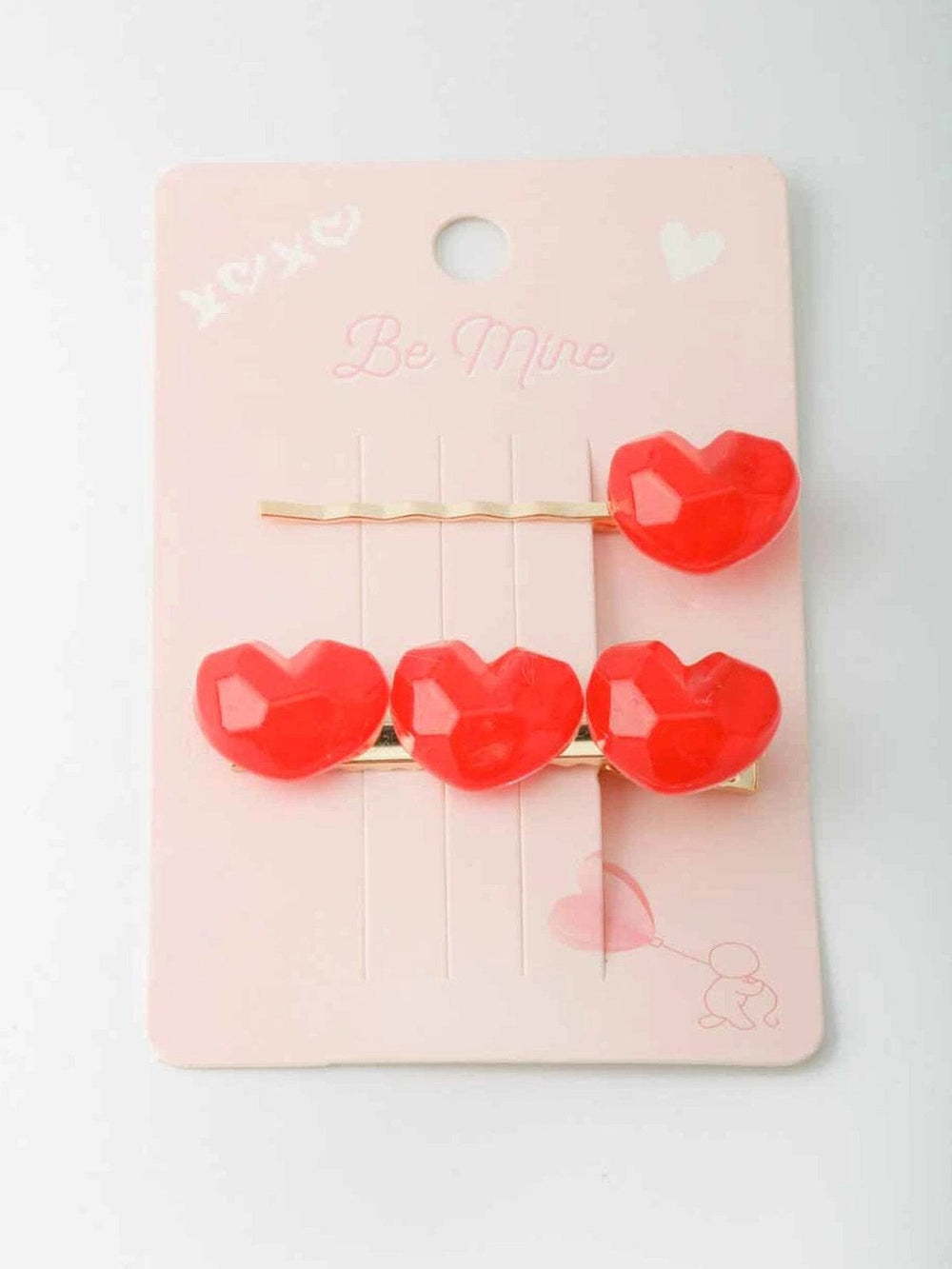 FASHION RED HEARTS HAIR CLIPS SET