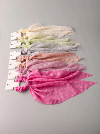 FASHION ASSORTED COLORS SWISS FLOWERS SCRUNCHIES