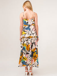 WOMEN'S SLEEVELESS V-NECK FLORAL TIERED MAXI DRESS