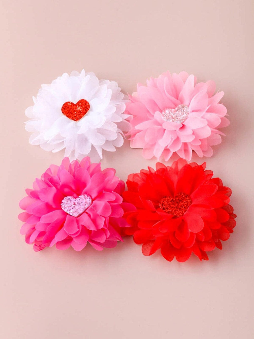 FASHION ASSORTED COLORS HEART FLOWER HAIR CLIPS