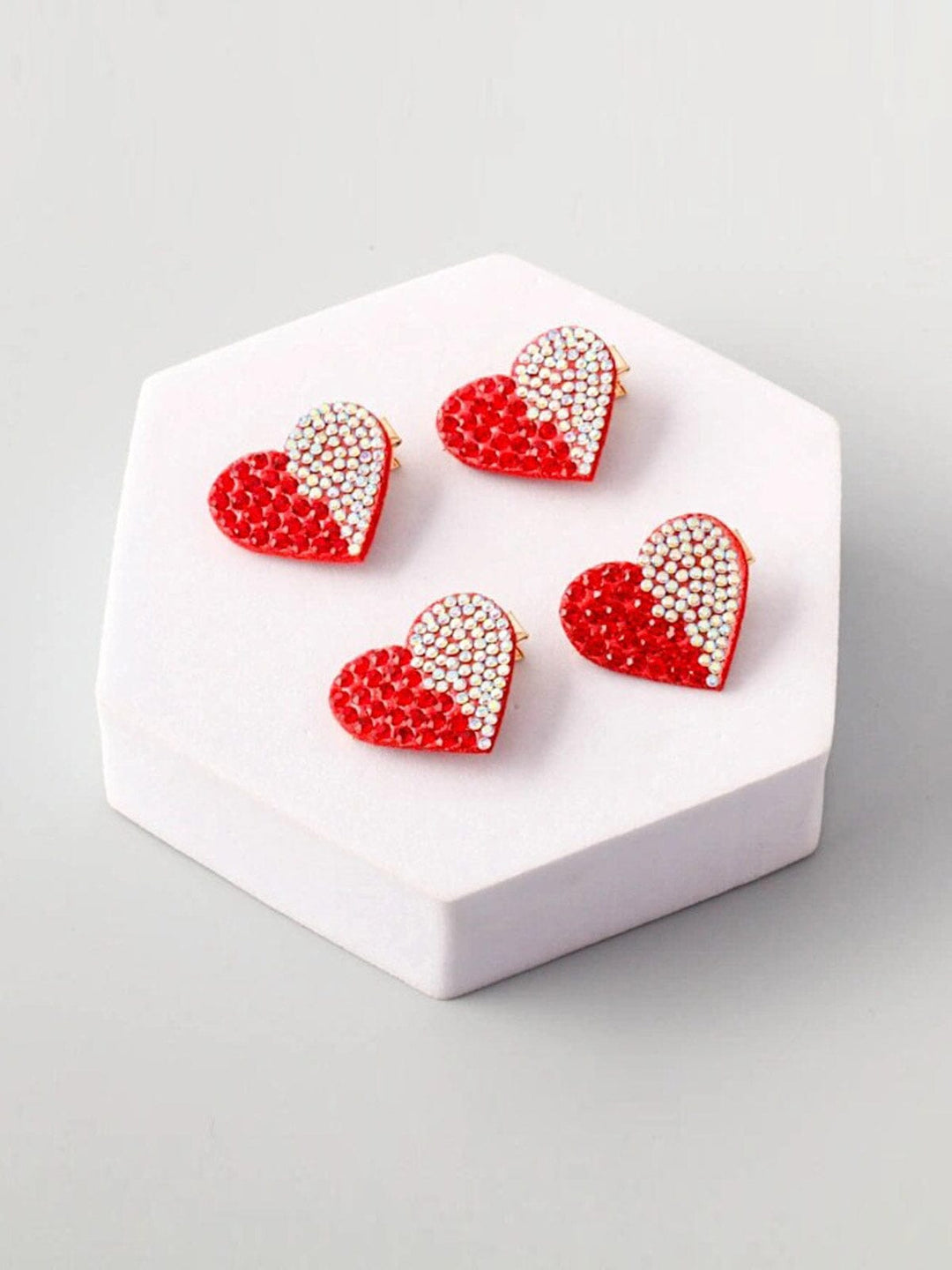 FASHION ASSORTED COLORS HEART STONES HAIR CLIPS