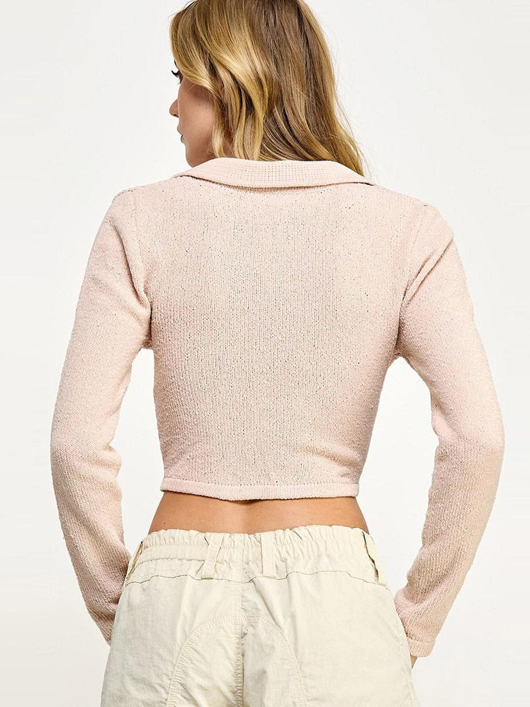 WOMEN'S LONG SLEEVES V-NECK CROP TOP