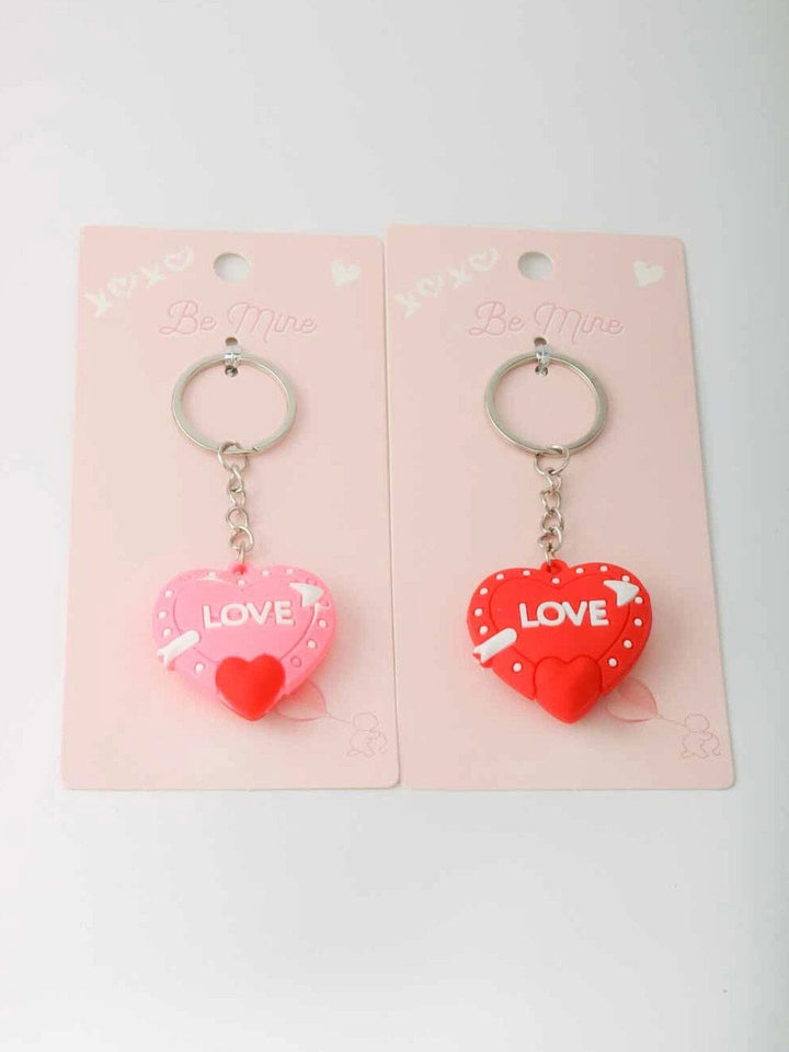 FASHION RED & PINK LOVE HEART PENDANT KEYCHAIN