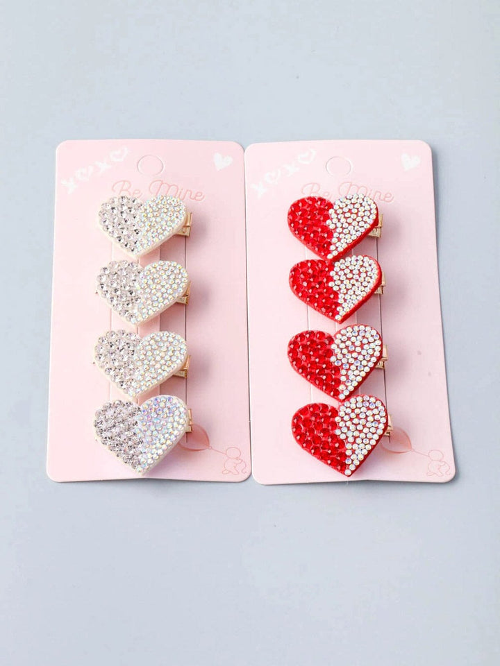 FASHION ASSORTED COLORS HEART STONES HAIR CLIPS